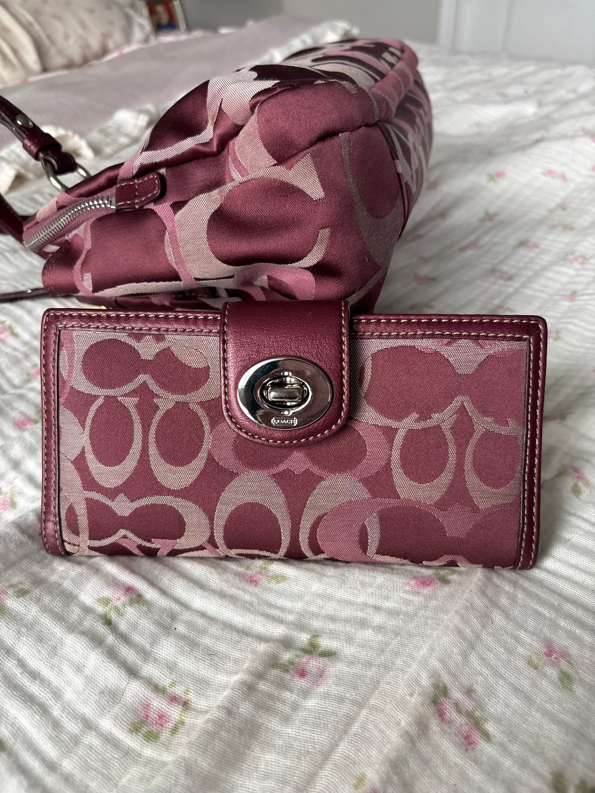 Burgandy vintage coach optic satchel