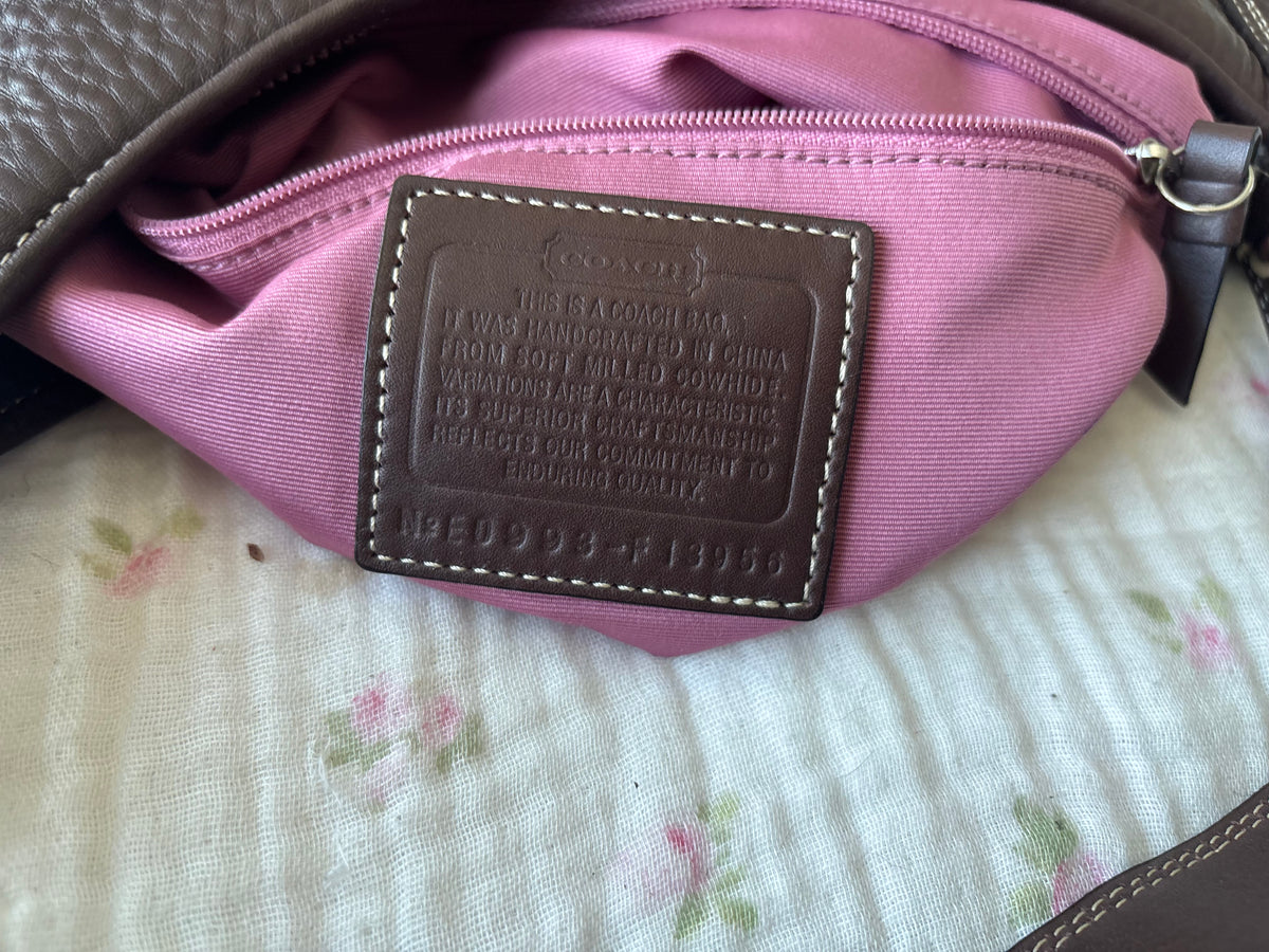 Brown leather pebbled bag