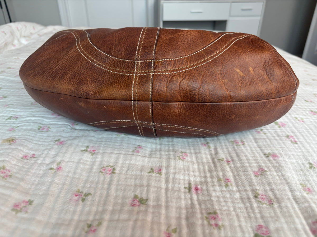 Brown leather coach hobo