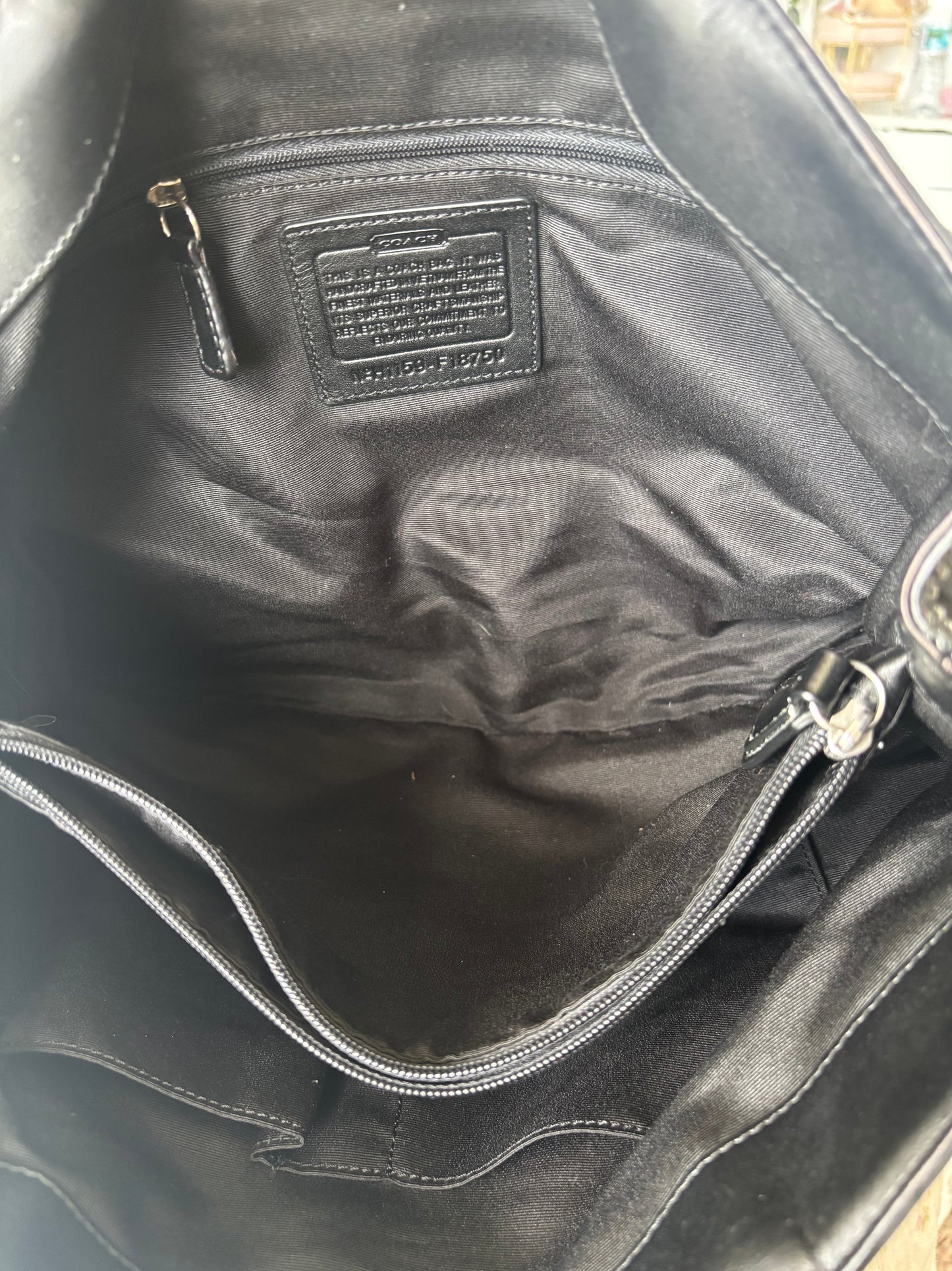 Black mongram vintage coach tote bag