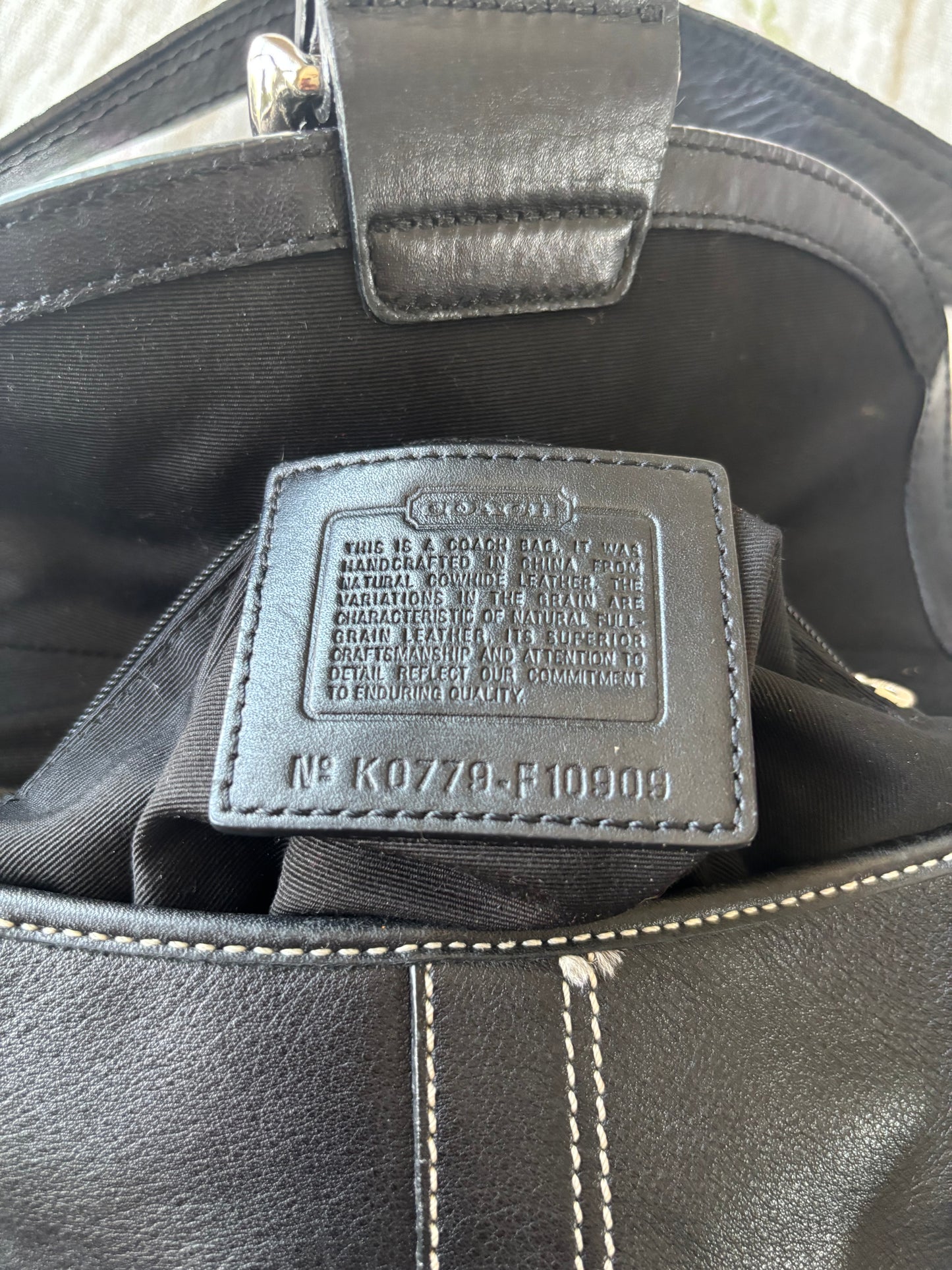 Black Leather coach soho mini bag