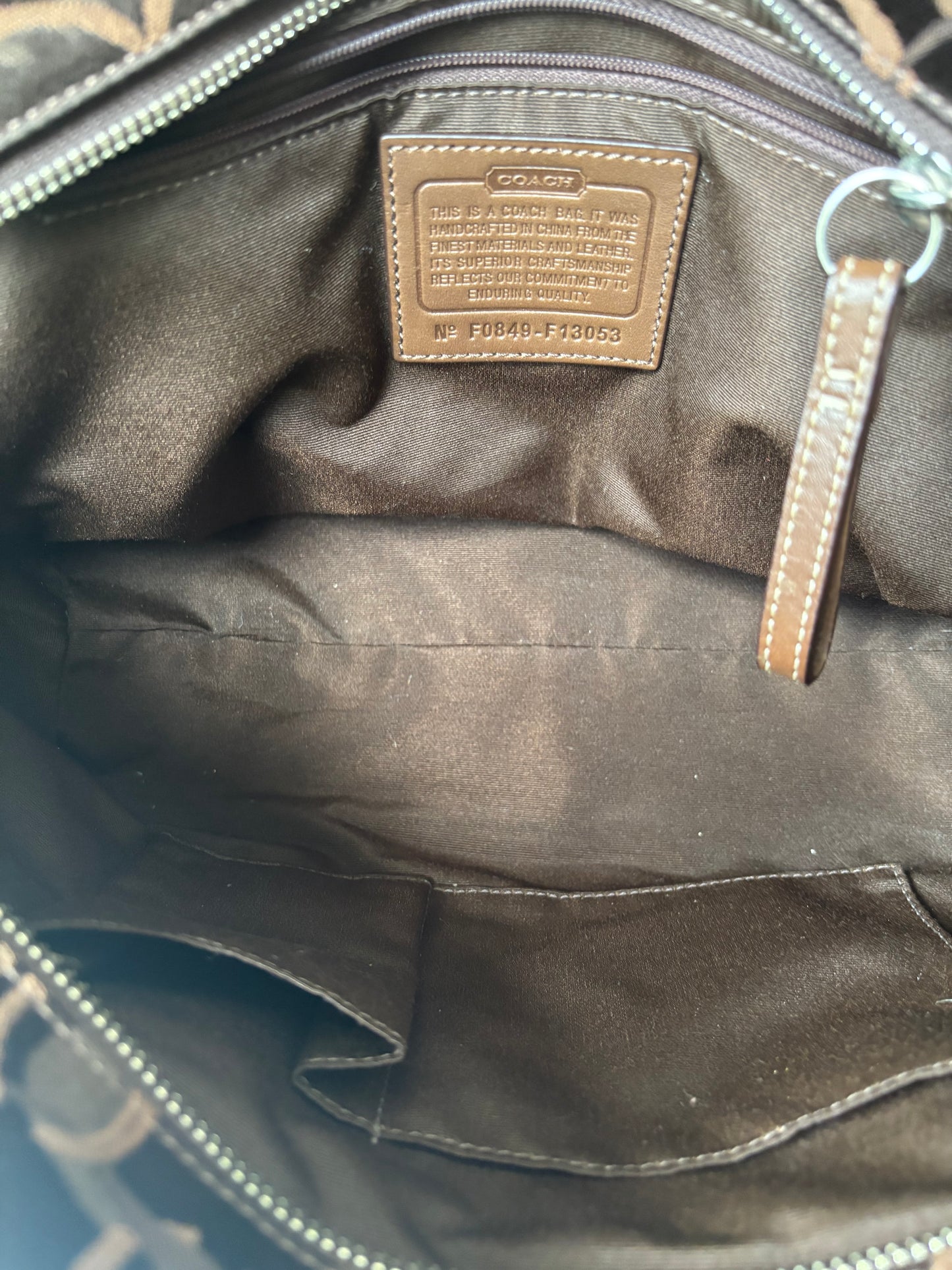 Brown optic coach vintage tote bag