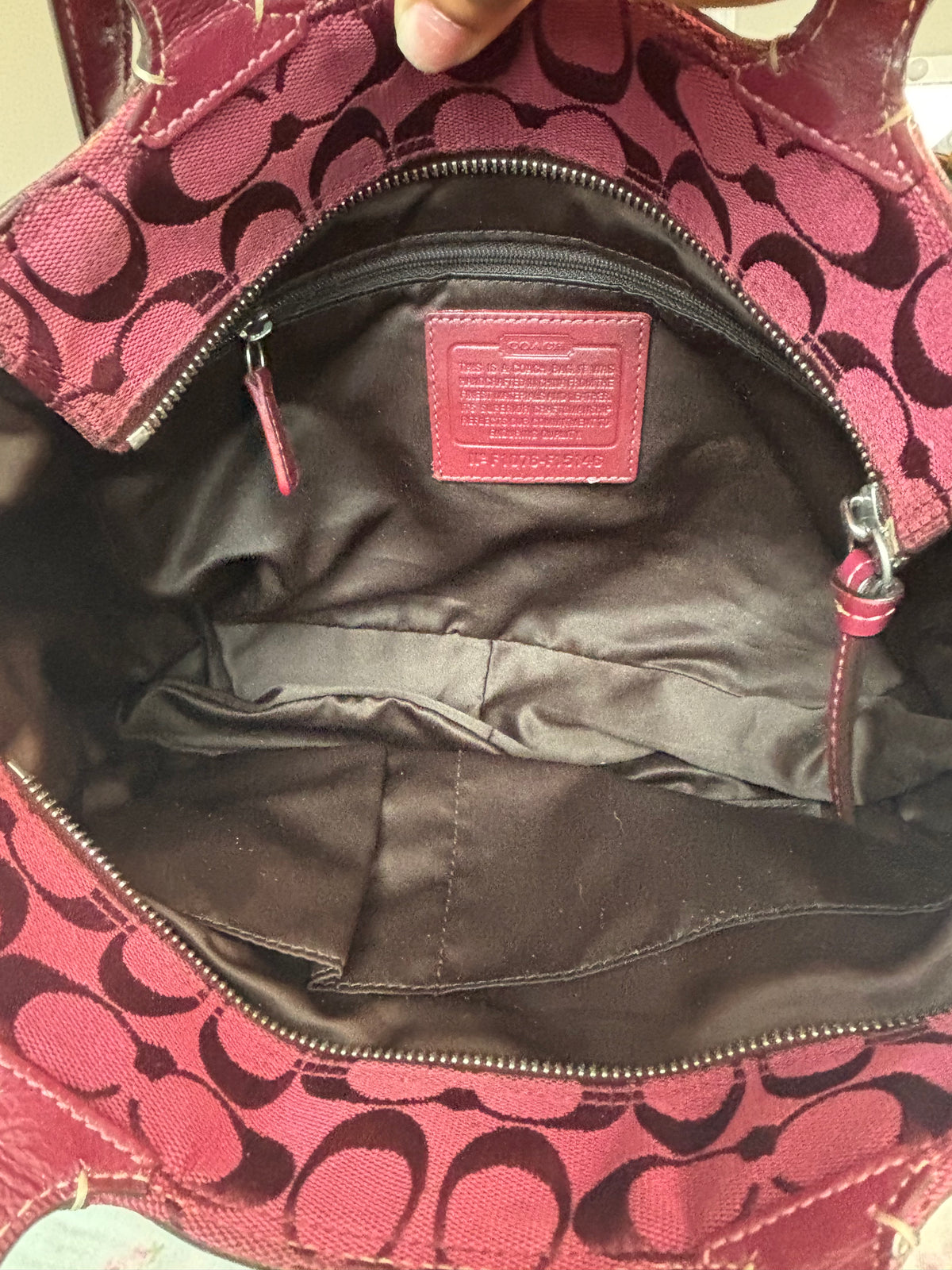 Burgandy vintage coach tote bag