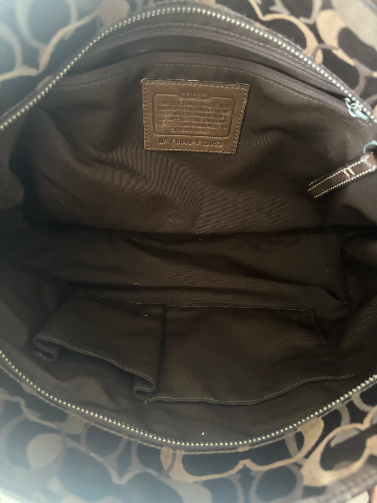 Brown optic coach tote bag