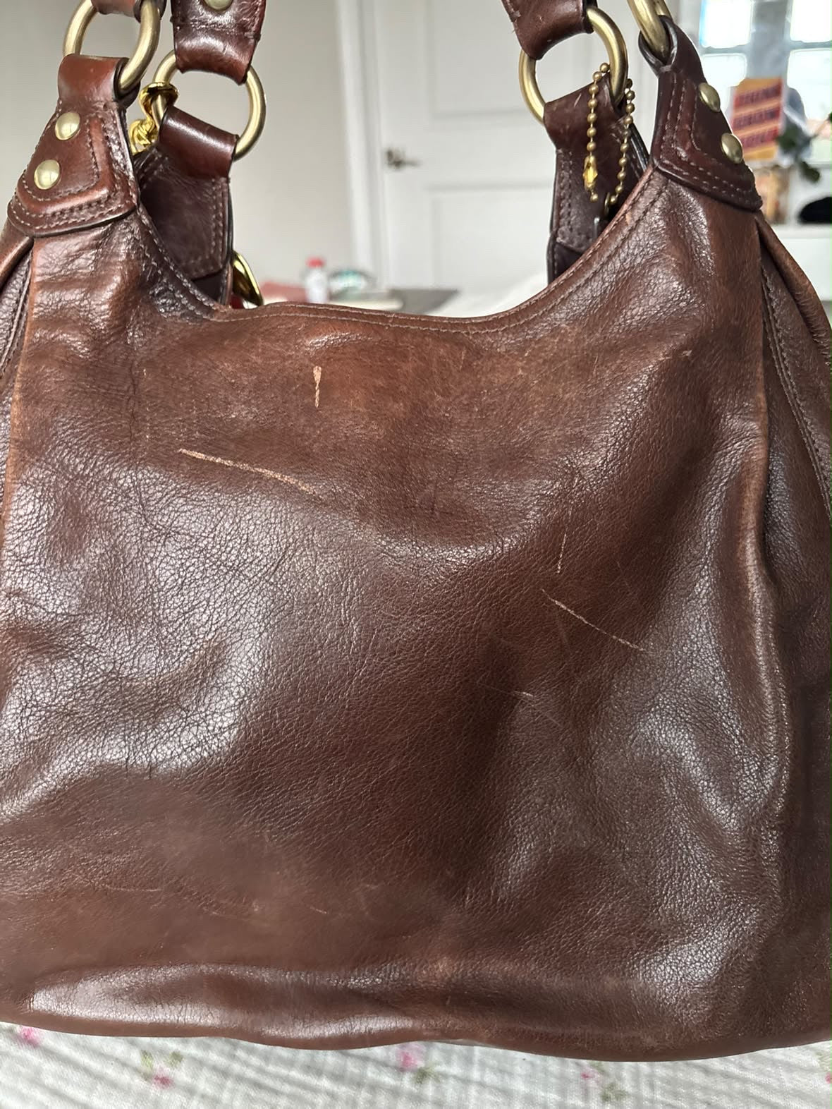 Chocolate brown coach Maggie bag