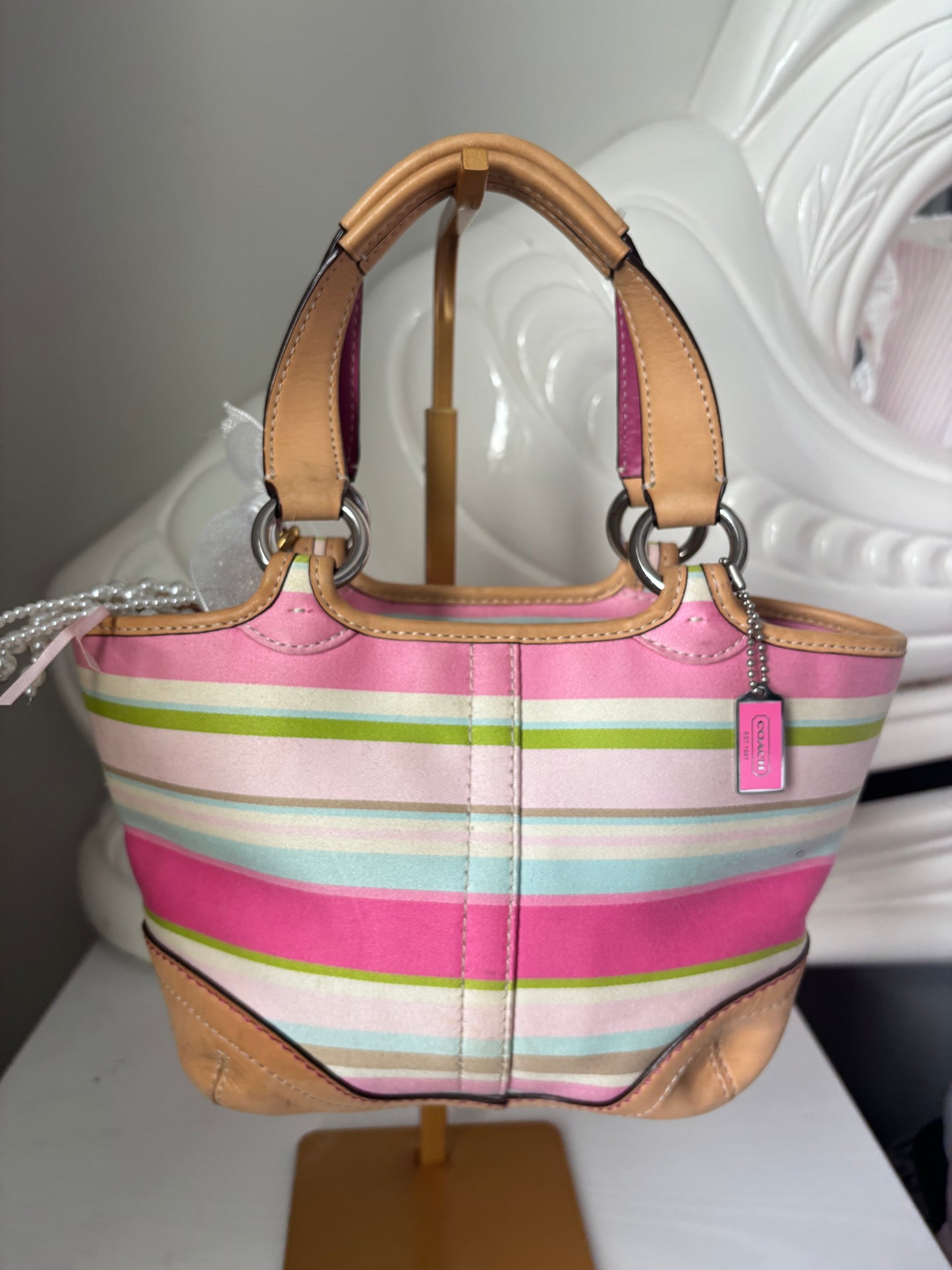 Rare pin striped coach soho bag
