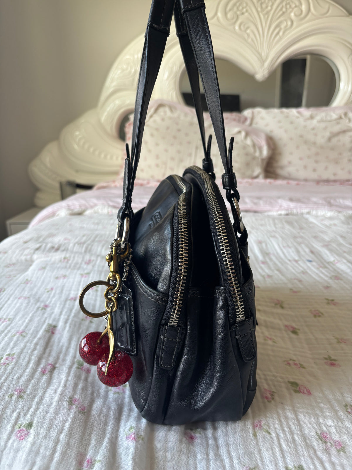 Rare Black leather coach satchel