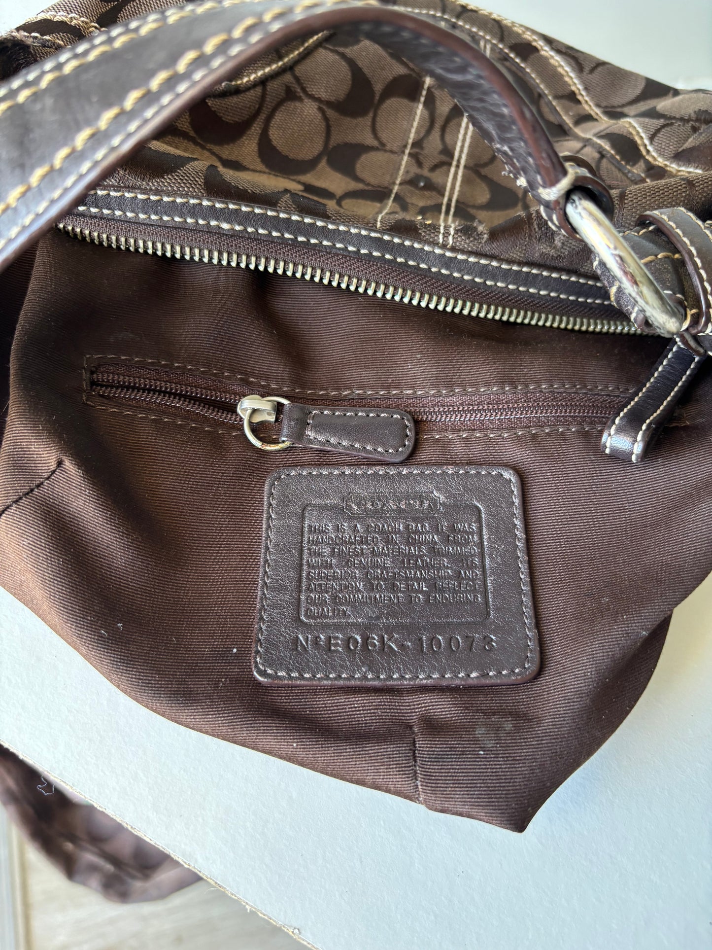 Brown mini coach hobo shoulder bag