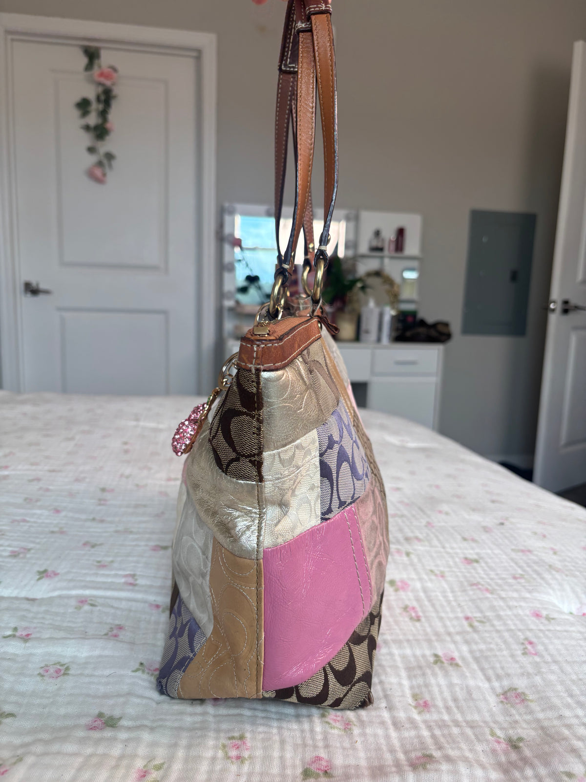 Patchwork coach tote bag