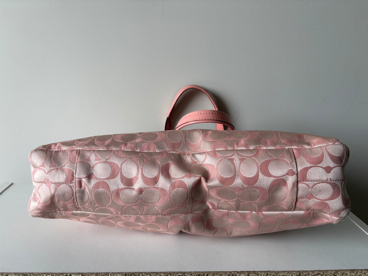 Pink mongram coach tote bag