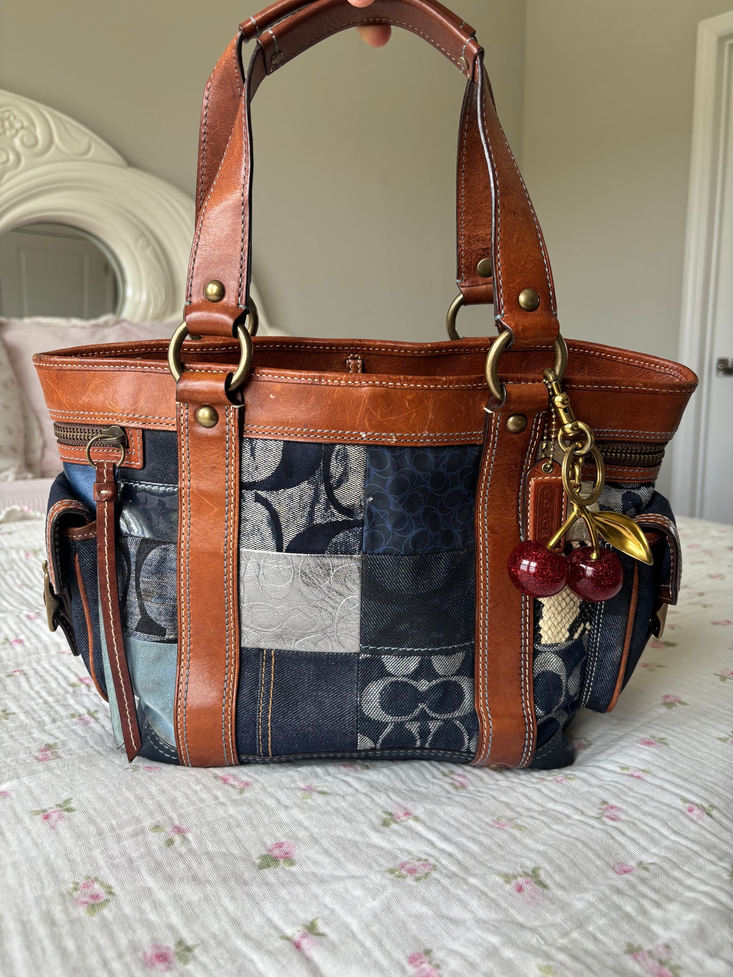 Deniem vintage coach tote bag