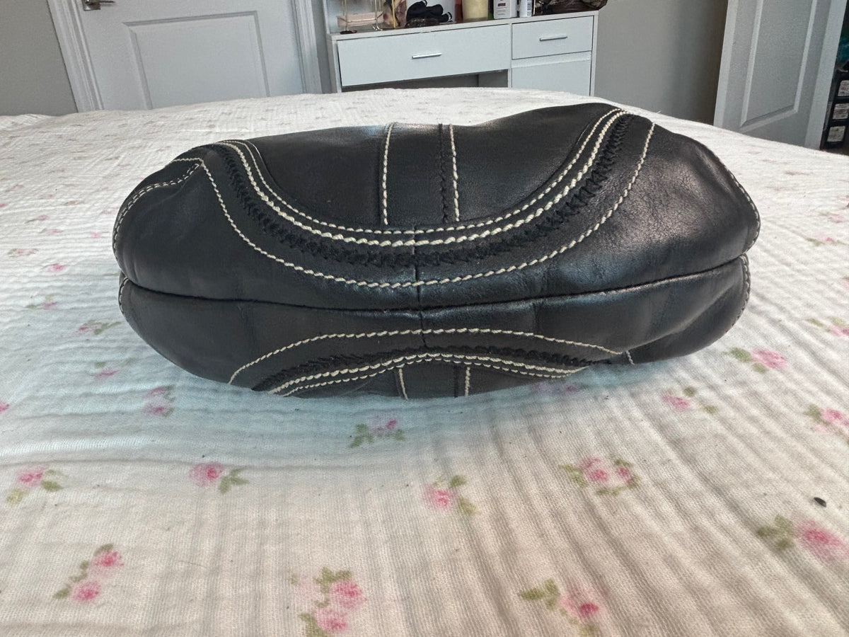 Black leather hobo coach bag