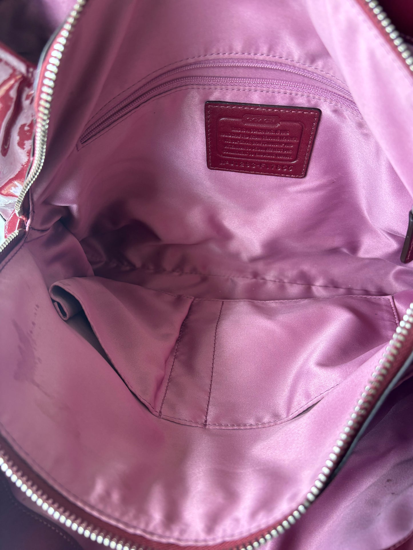Rare cherry red coach patent leather satchel