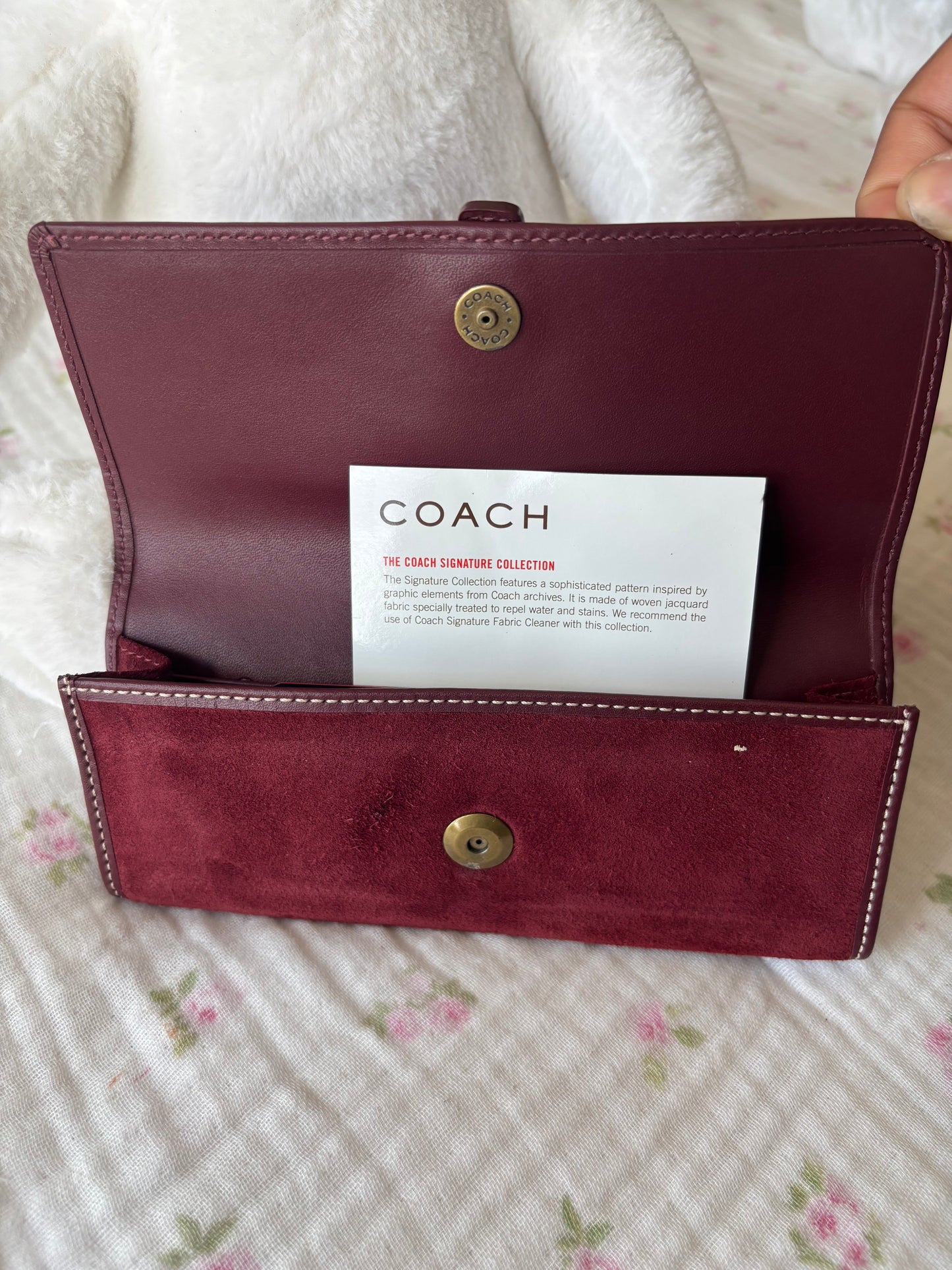 Suede burgandy coach wallet