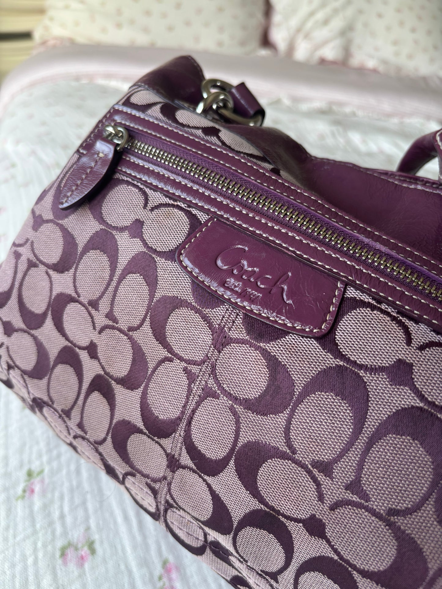 Rare purple mongram tote bag