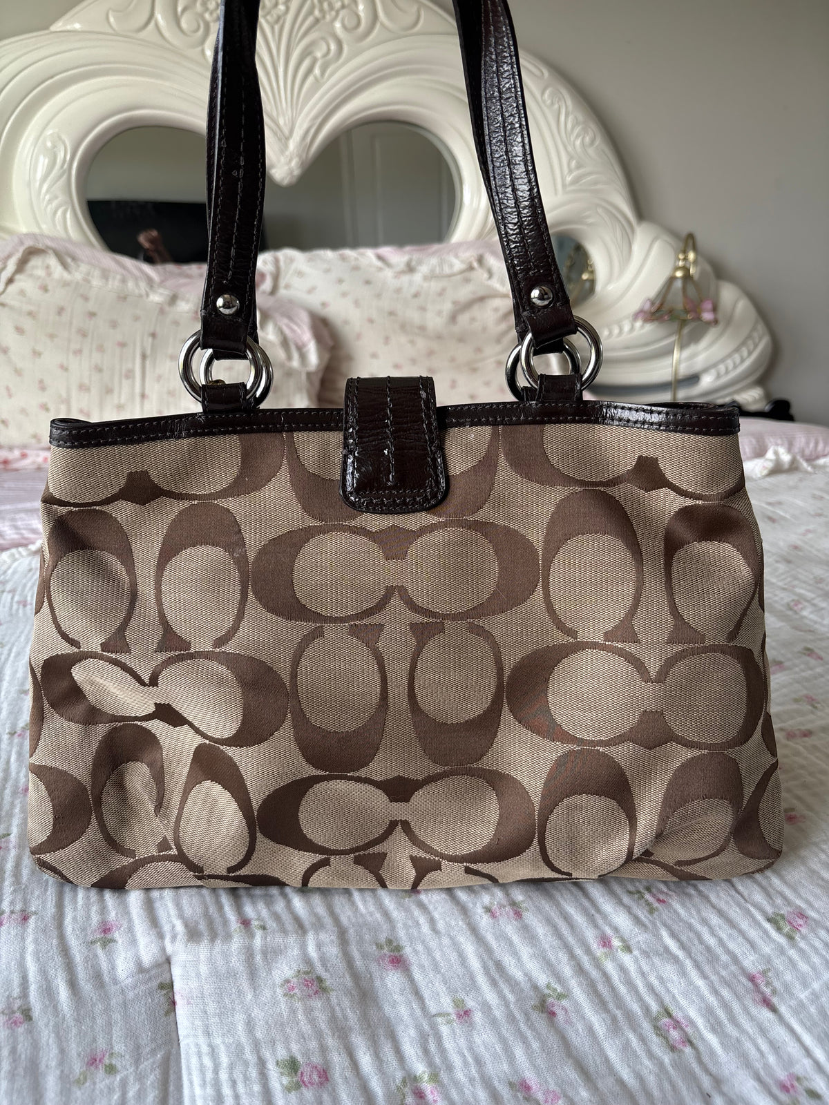 Brown coach soho tote bag