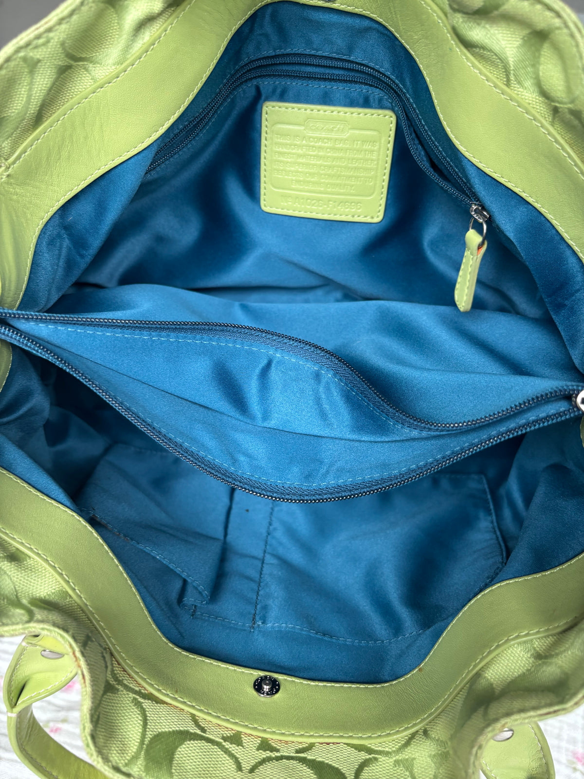 Rare lime green coach tote