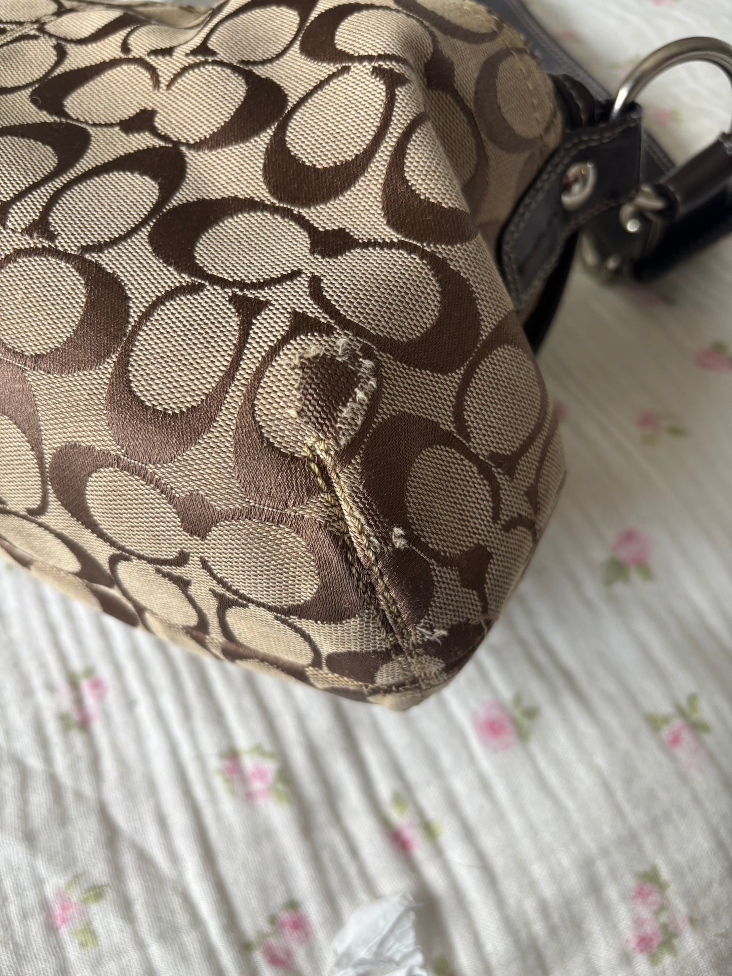 Vintage Coach Signature Buckle Shoulder Bag