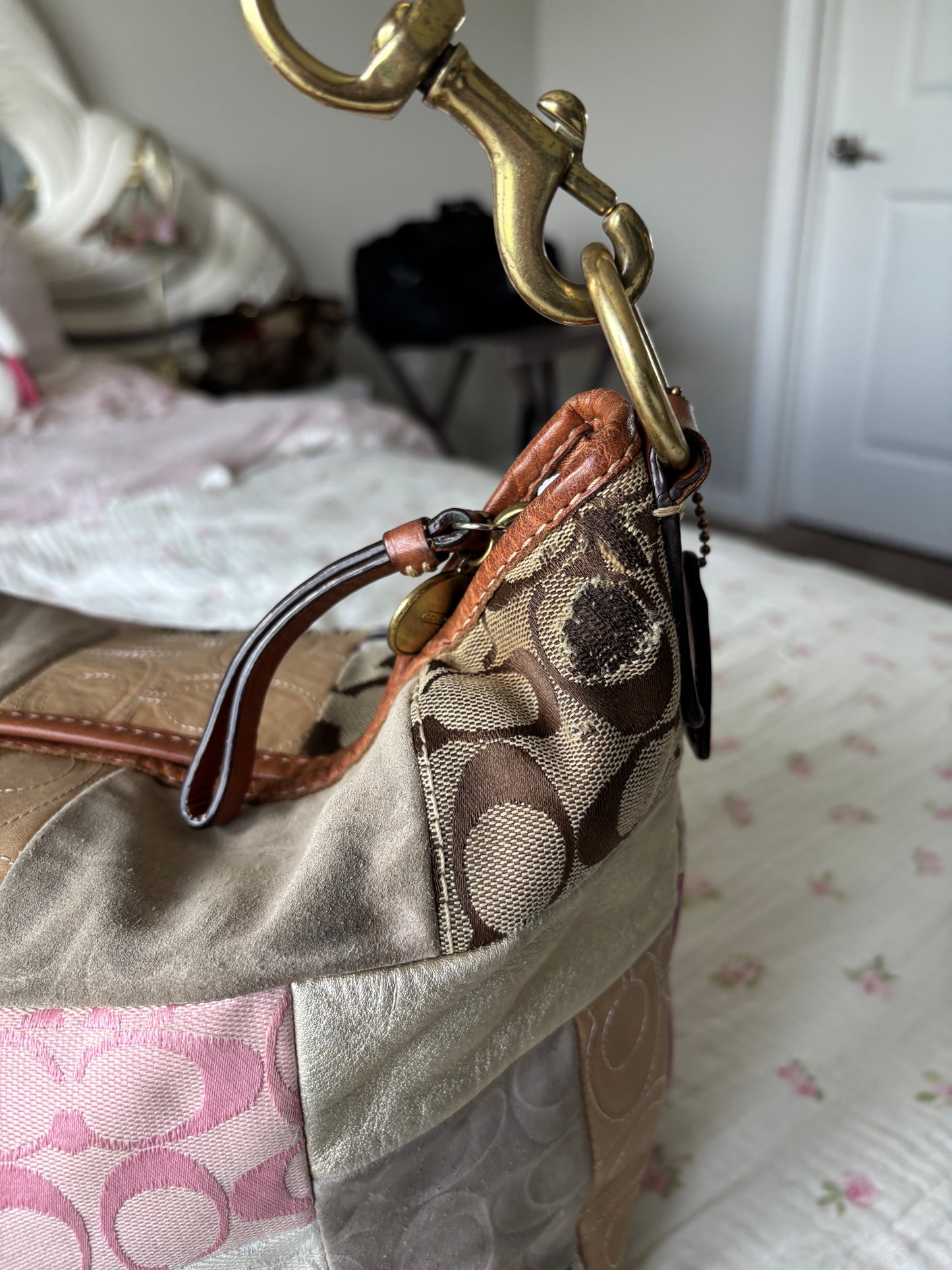 Vintage coach patchwork tote bag