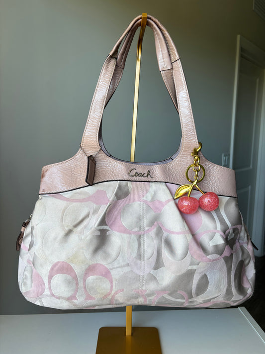 Pink optic coach tote bag