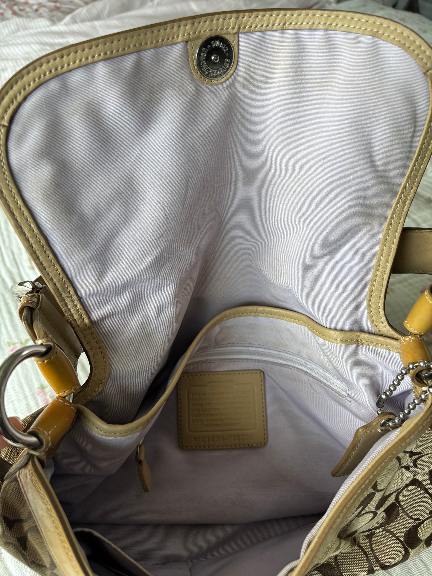 Vintage Coach Signature Shoulder Bag + Matching Wallet Set