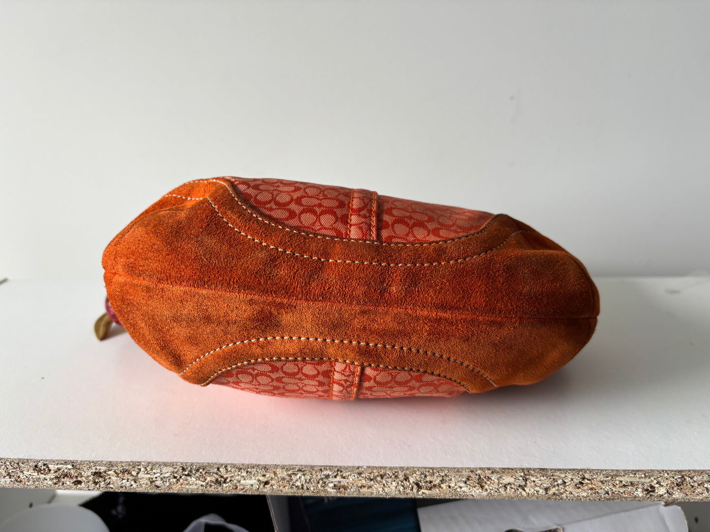 Orange coach mini hobo bag