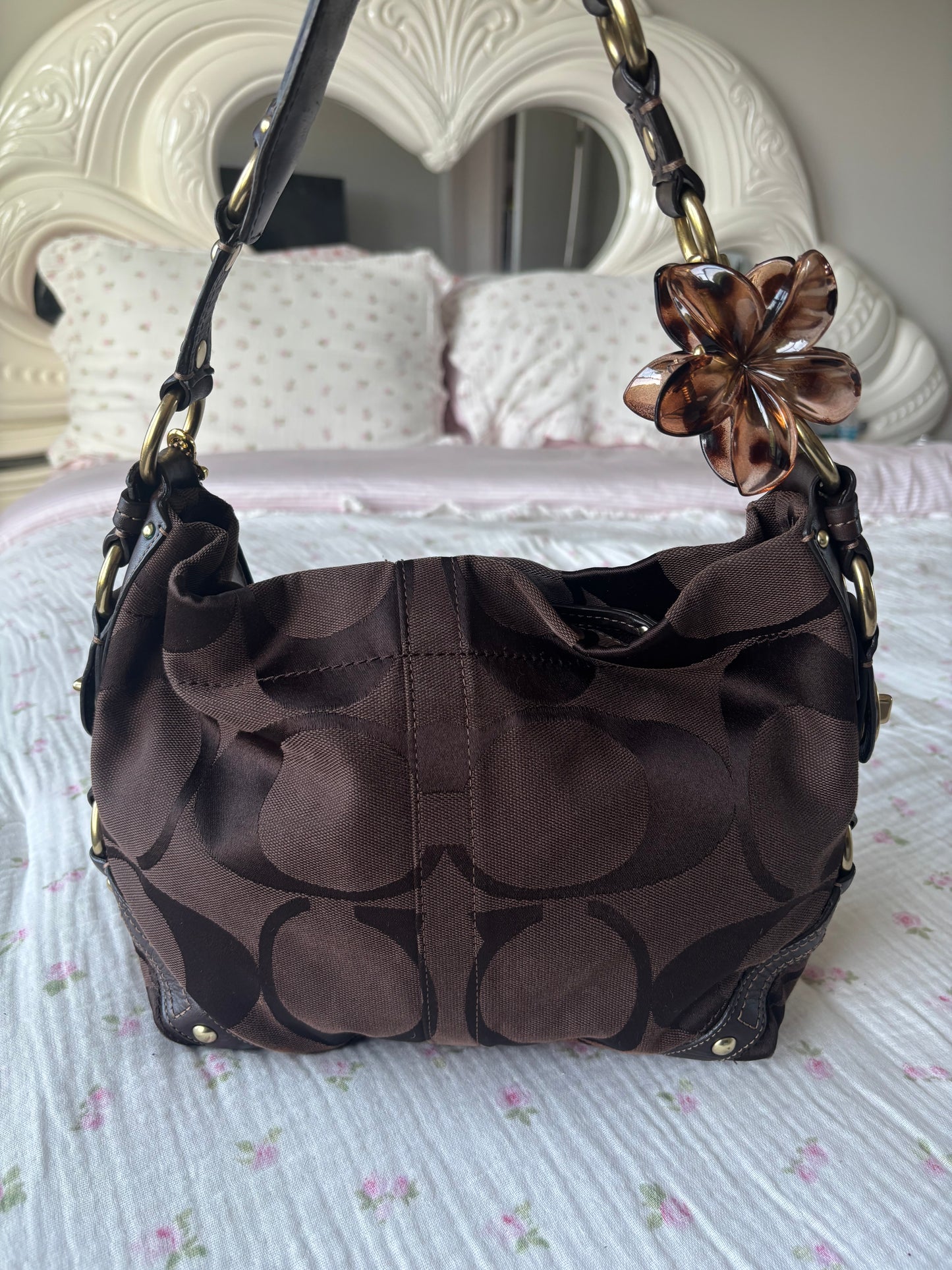 Chocolate brown coach Carly