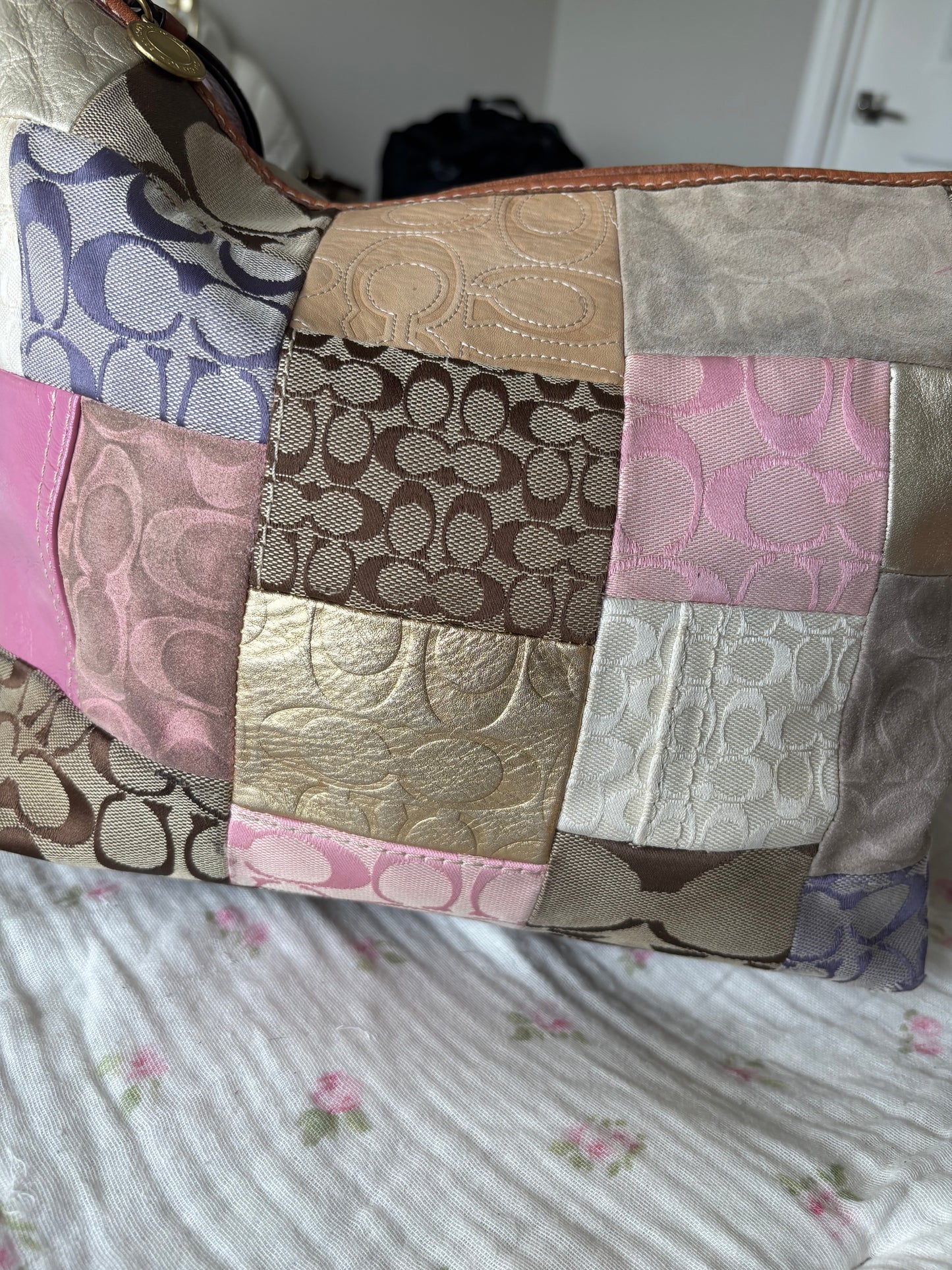 Vintage coach patchwork tote bag