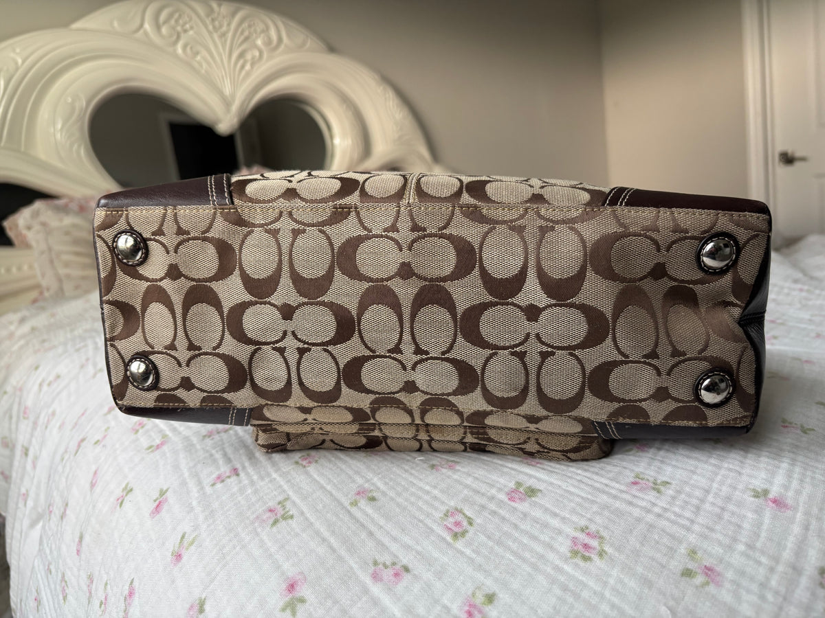 Brown mongram coach Hampton bag