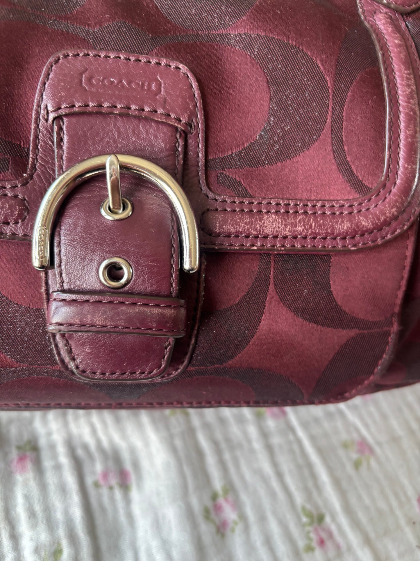 Rare burgandy coach tote bag and wallet set