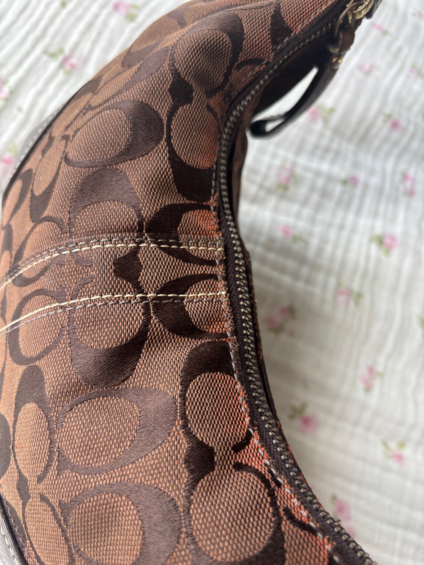 Brown mongram vintage coach small hobo