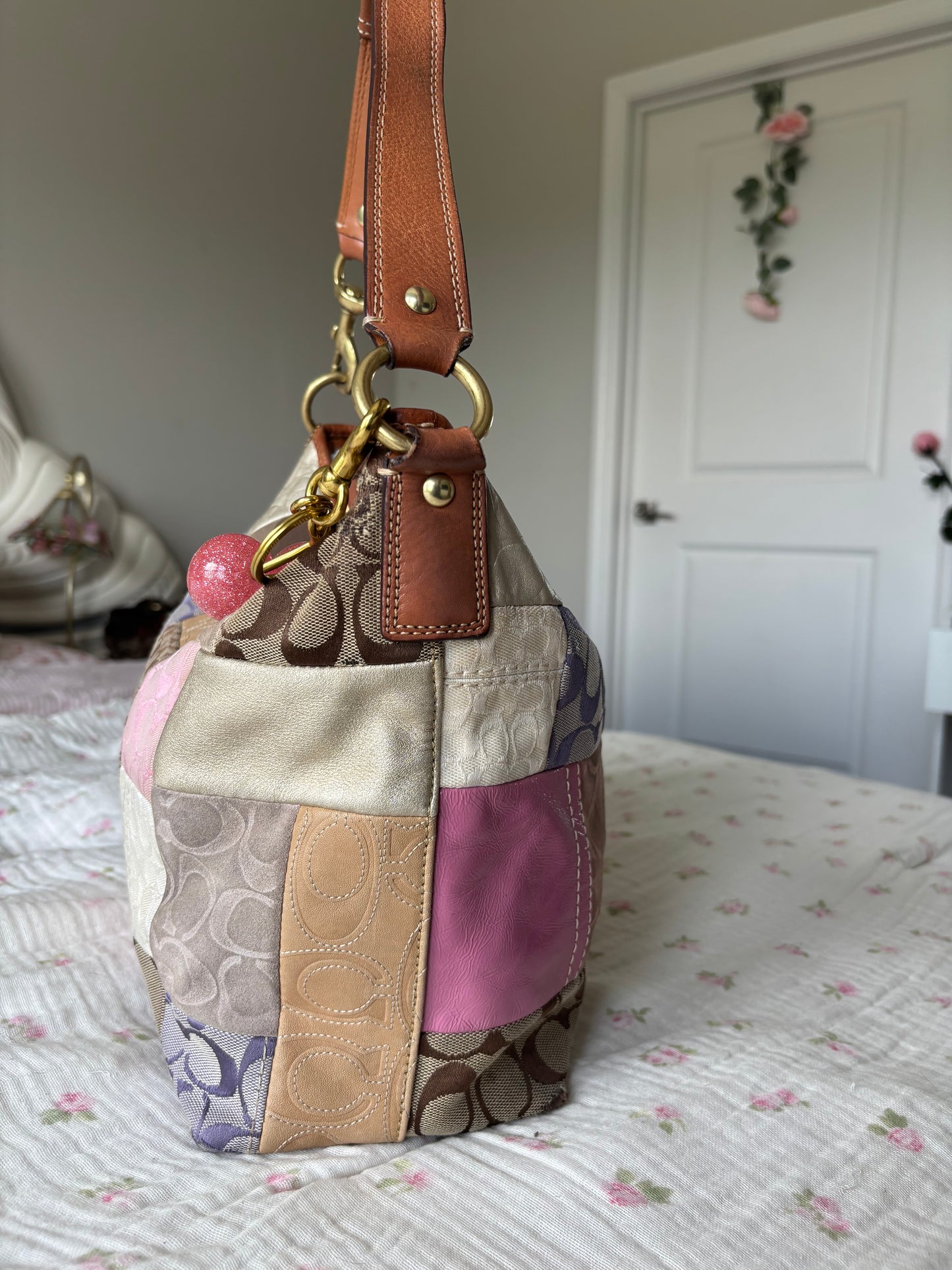Vintage coach patchwork tote bag