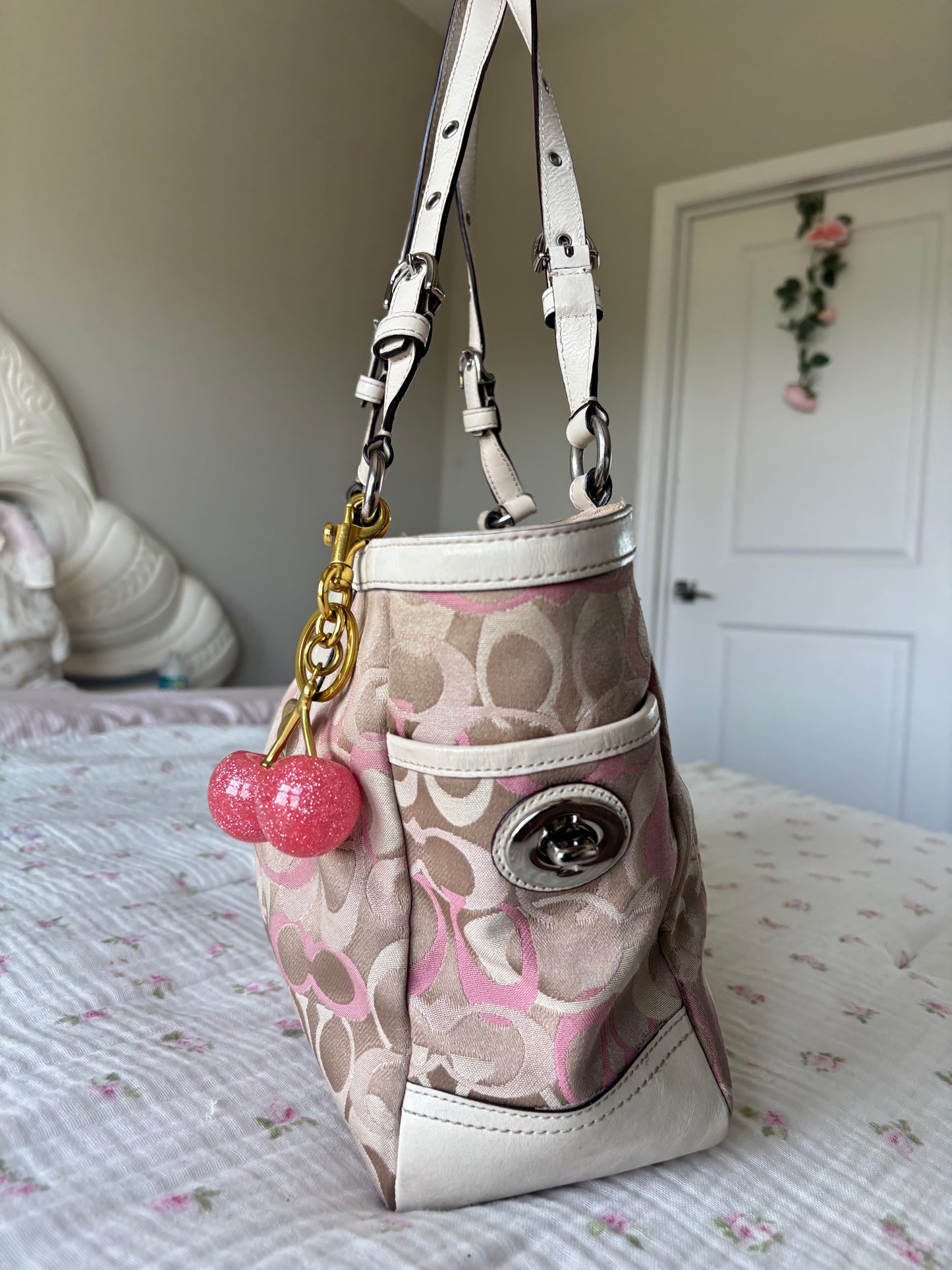 Rare pink optic coach tote bag