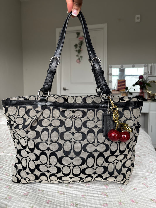 Black and grey coach tote bag