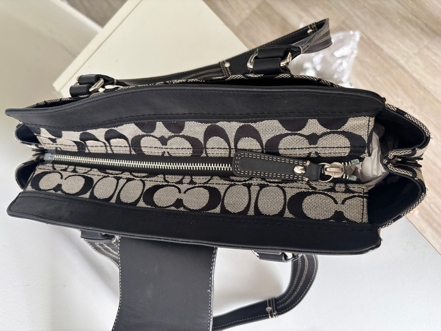 black & grey coach Hampton bag