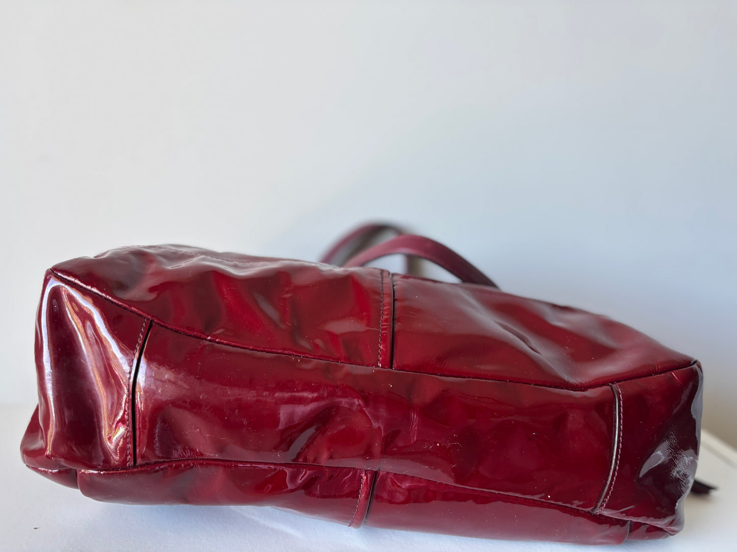 Red patent leather coach rare satchel bag