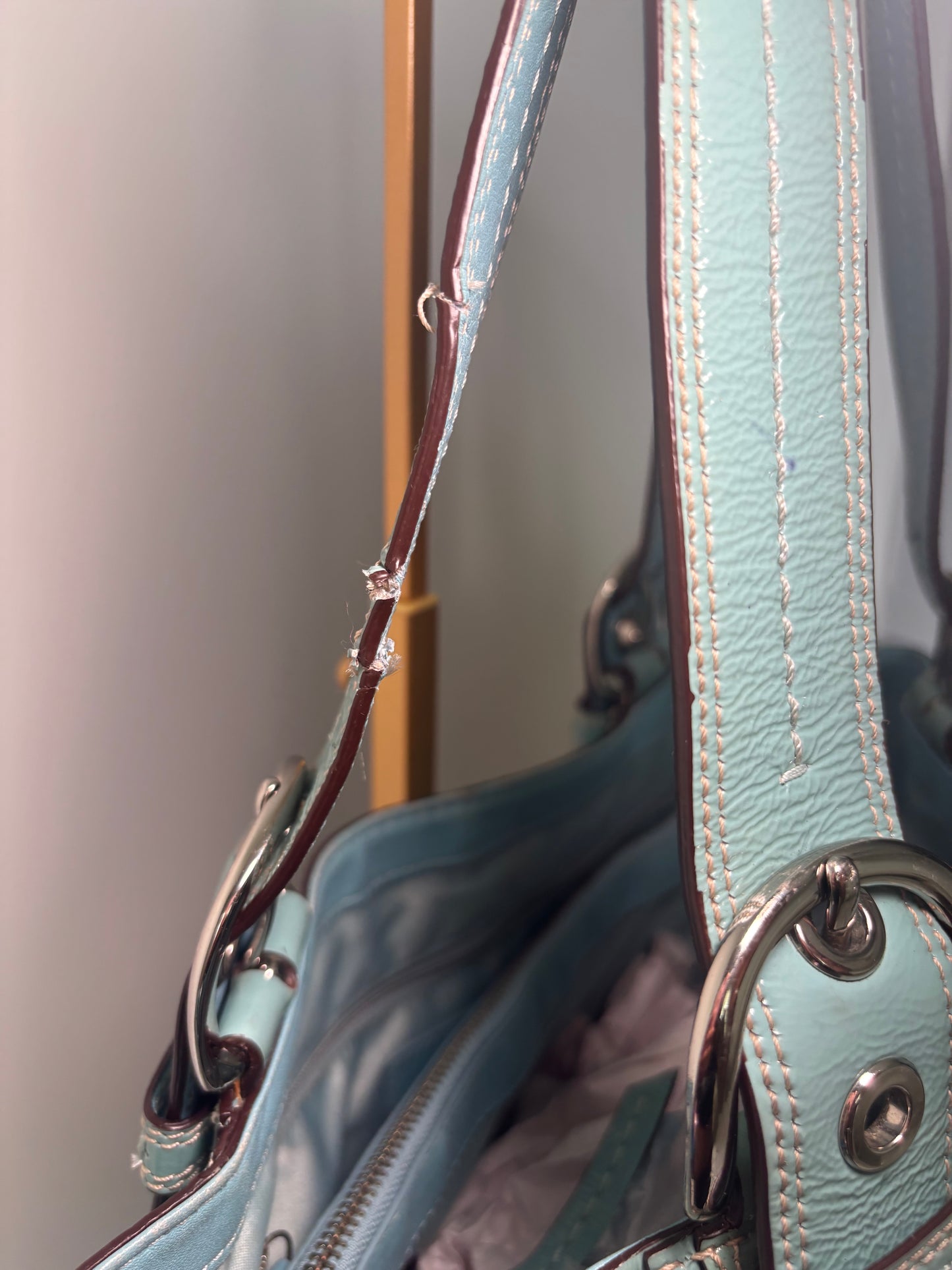 Blue optic coach tote bag