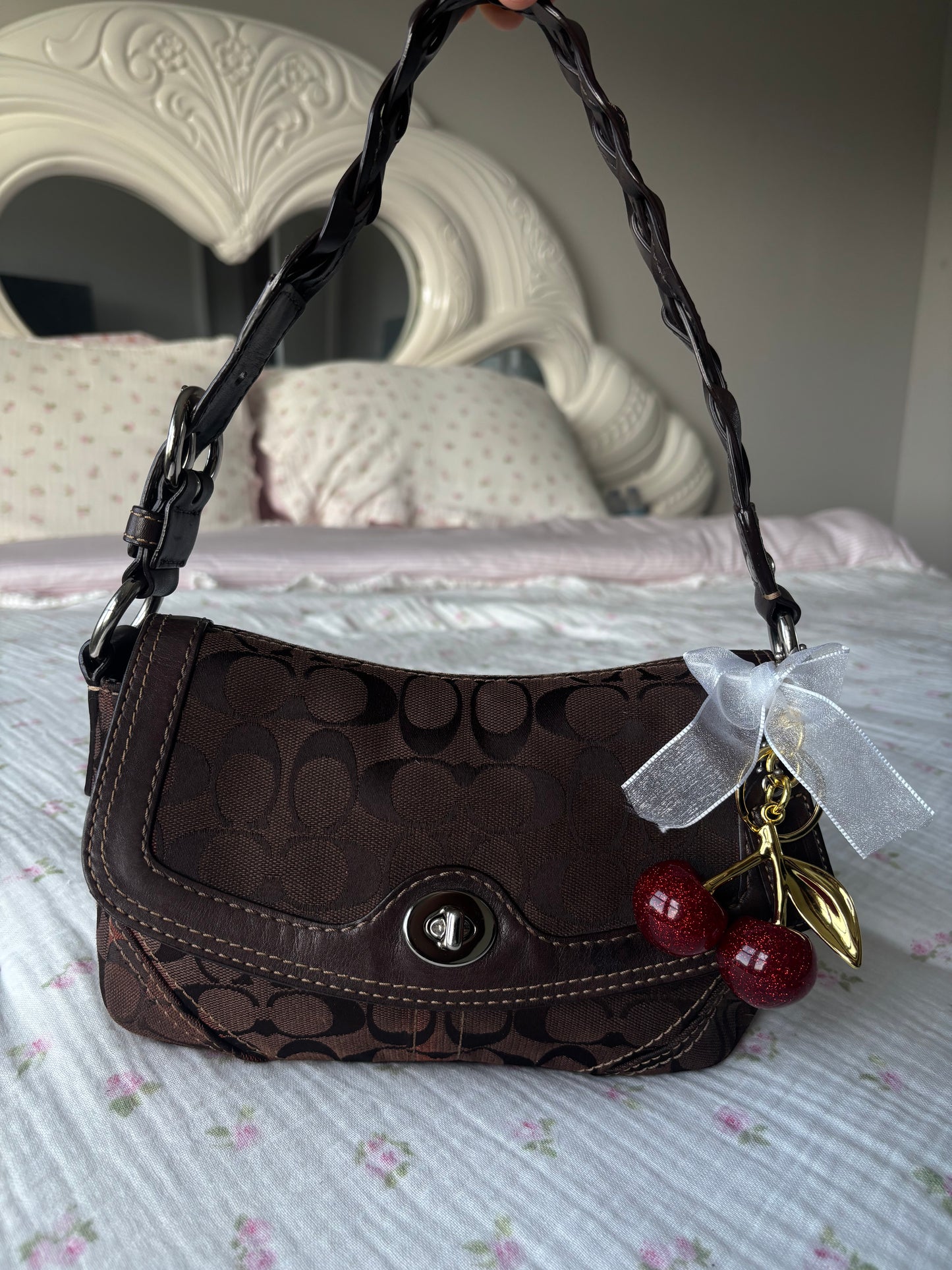 Chocolate brown rare coach turnlock
