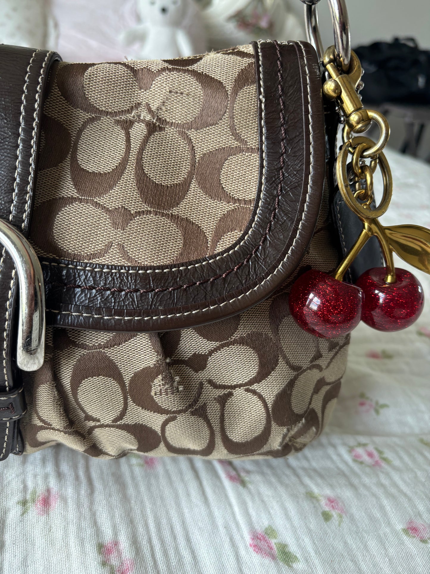 Vintage Coach Signature Buckle Shoulder Bag