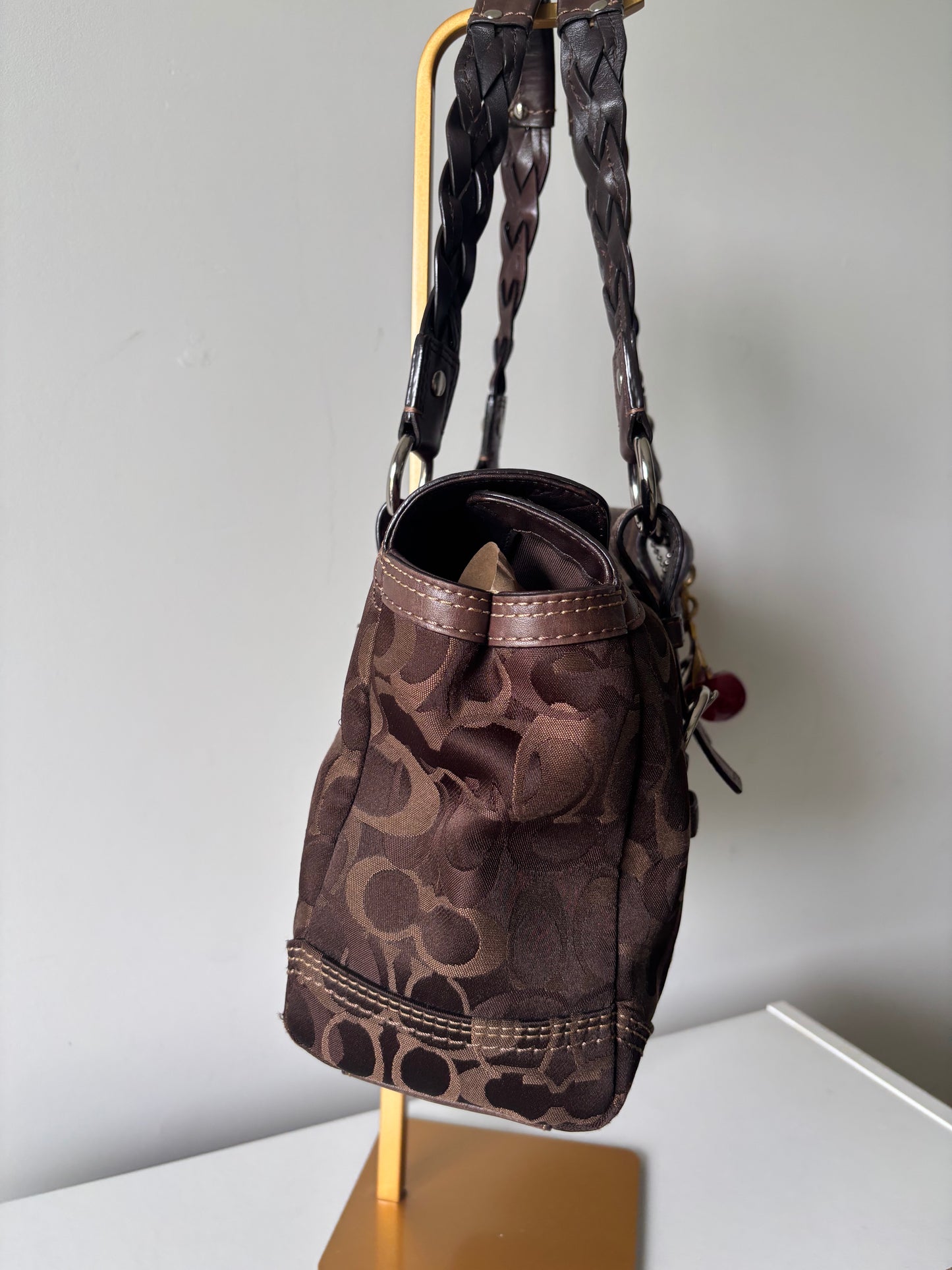 brown optic coach satchel bag