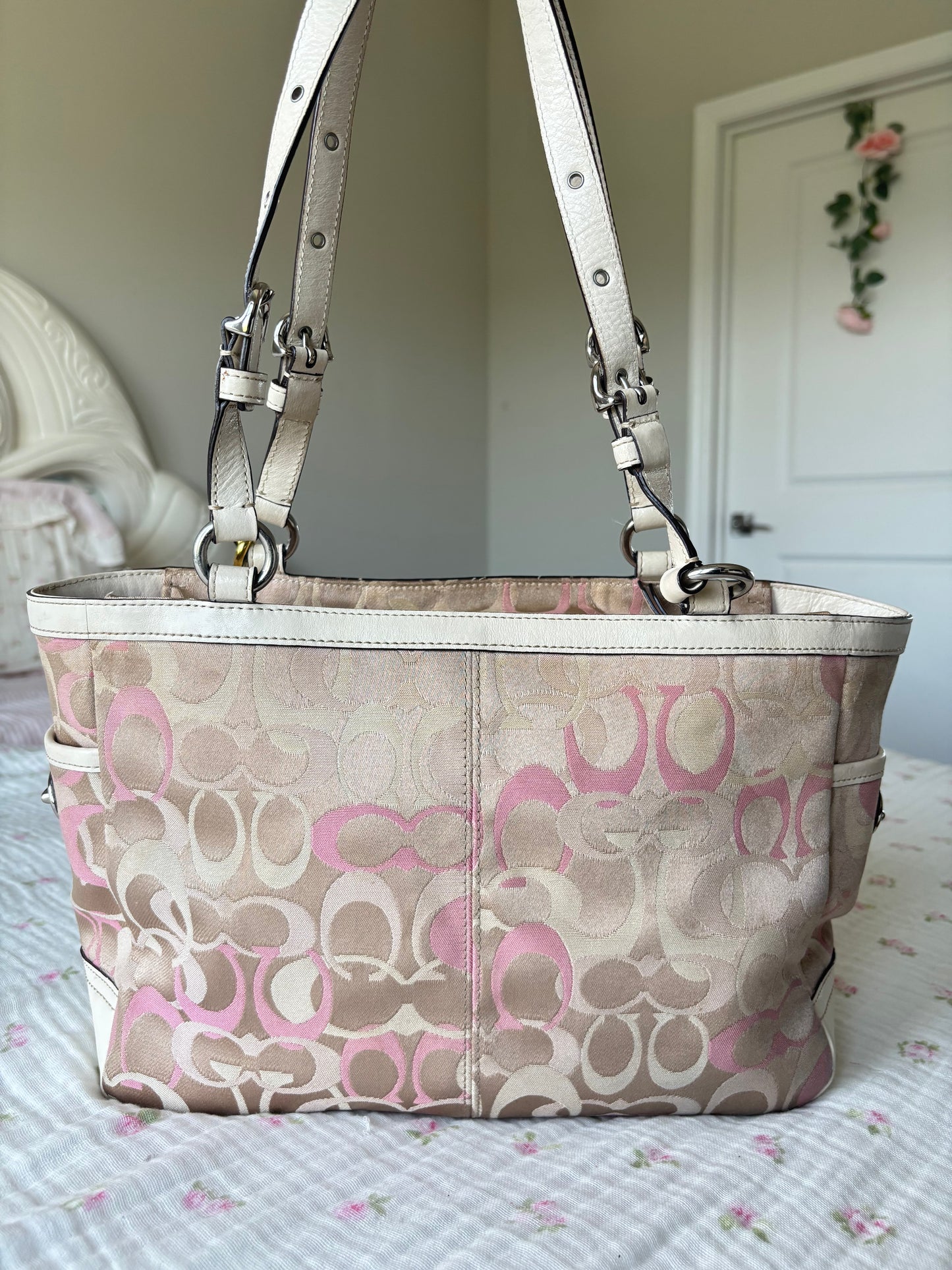 Rare pink optic coach tote bag