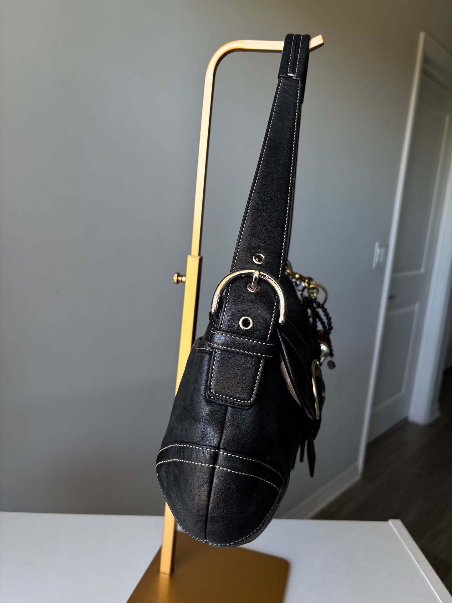 Black leather vintage coach soho