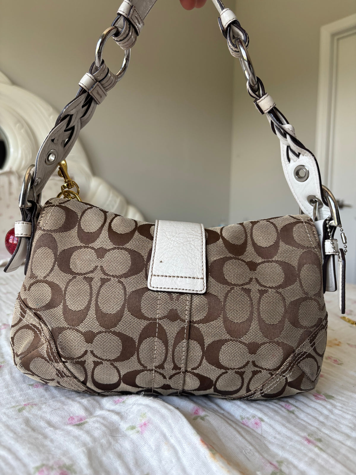 White mongram mini soho