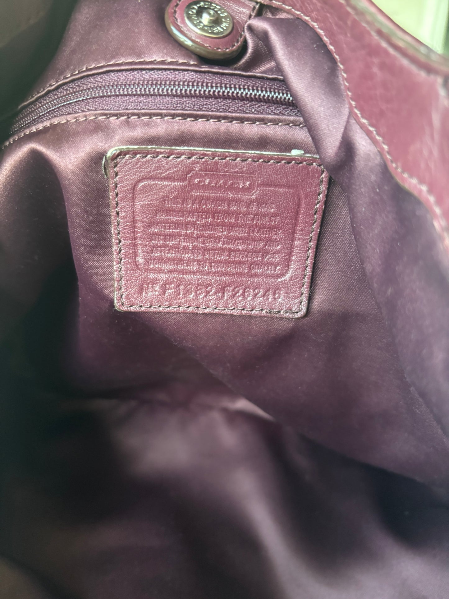 Rare burgandy coach tote bag and wallet set