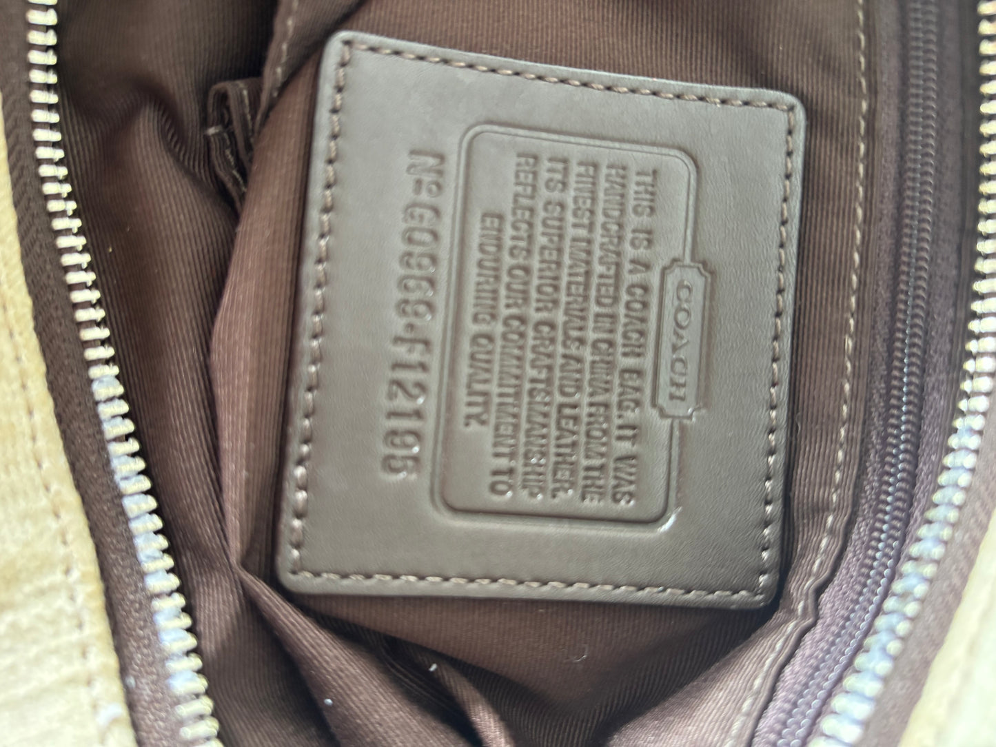 Rare cream & brown coach satchel tote bag