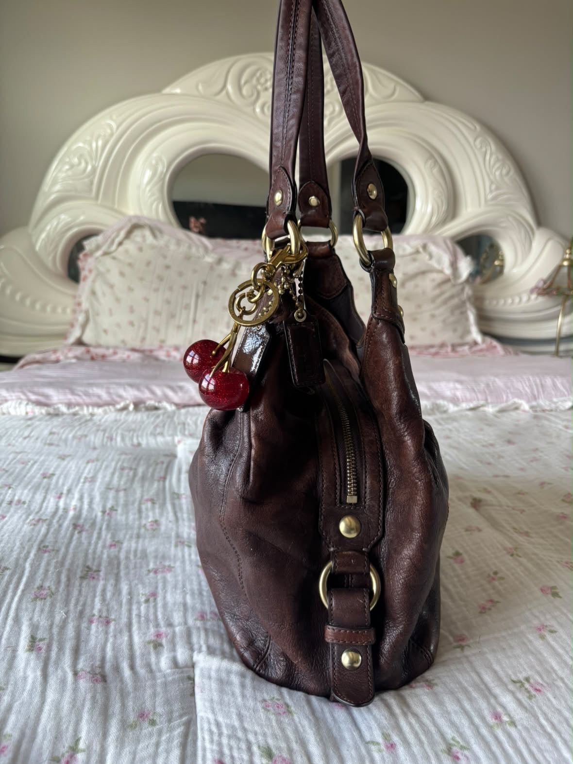 Chocolate brown coach Maggie bag