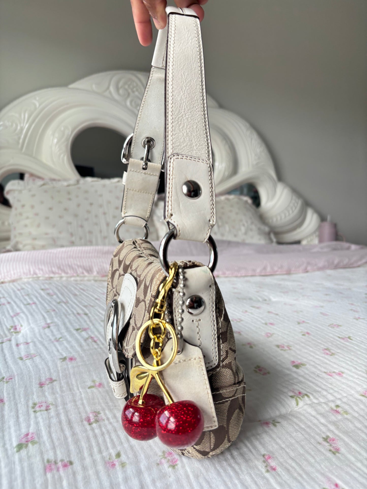 White mini coach soho shoulder bag