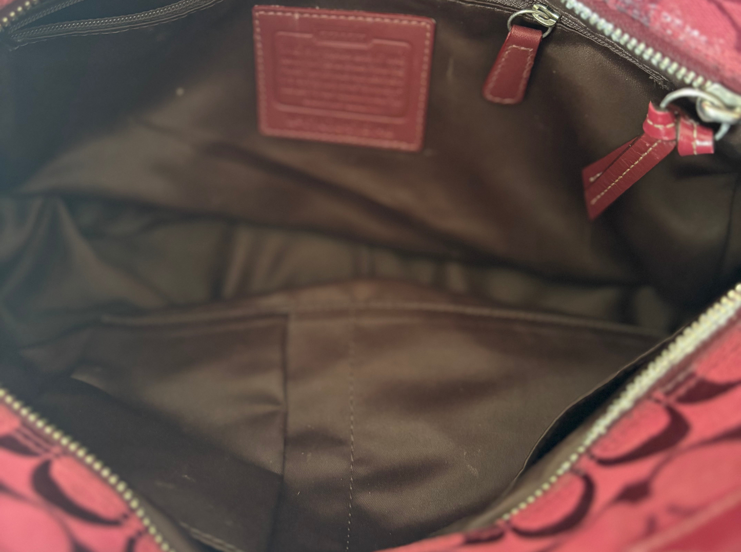 Burgandy coach tote bag