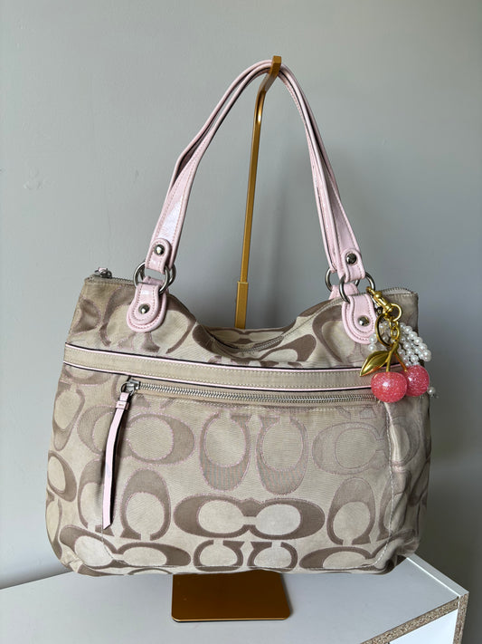 Pink poppy rare coach tote bag