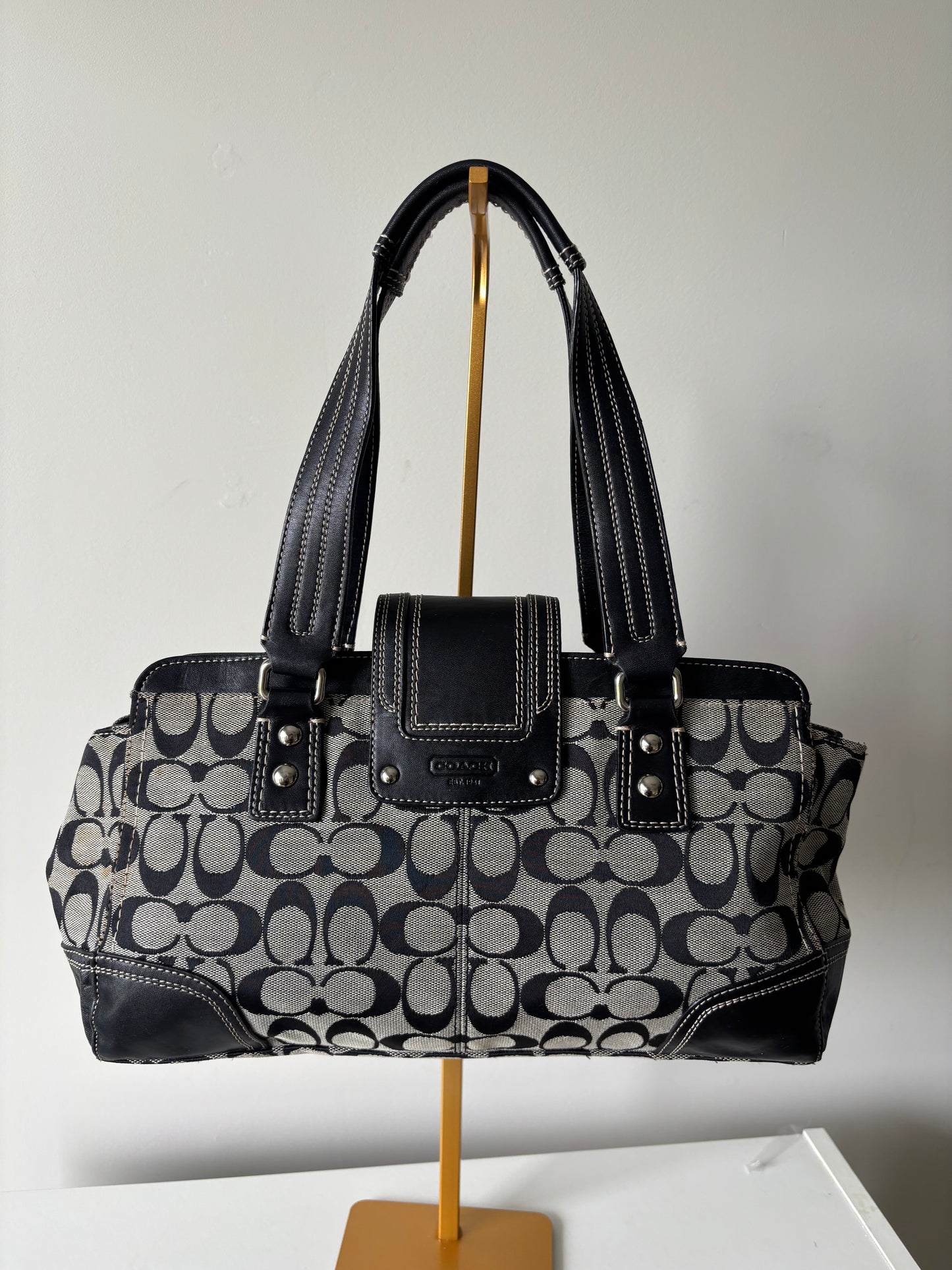 black & grey coach Hampton bag